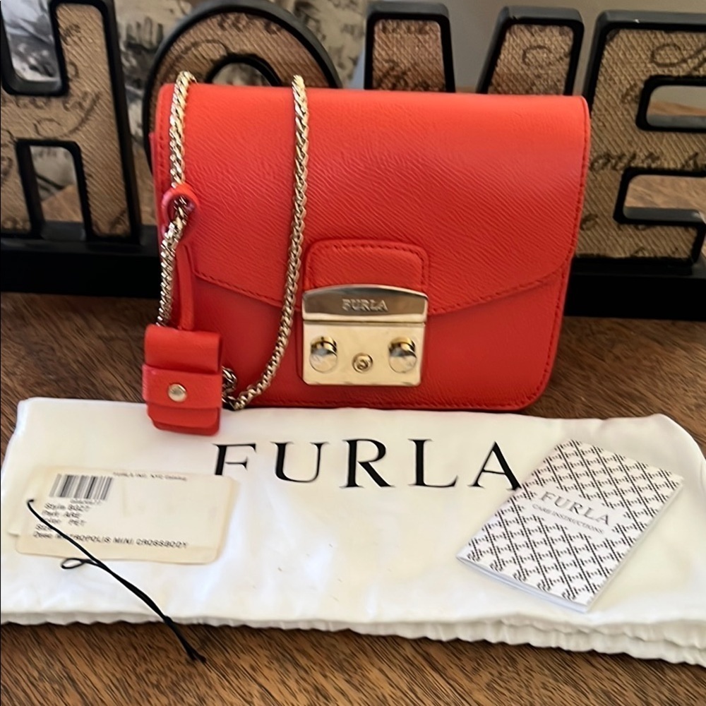 Furla Metropolis Mini Crossbody Bag – Coral Red – NWT